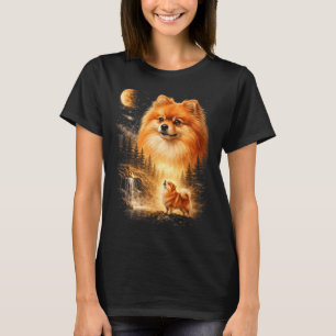 Zwergspitz Heult zum Mond Vintage Mystisch T-Shirt