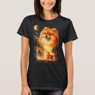 Zwergspitz heult zum Mond vintage mystisch tun T-Shirt