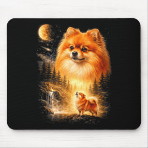 Zwergspitz Heult Zum Mond Vintage Mystisches Do Mousepad