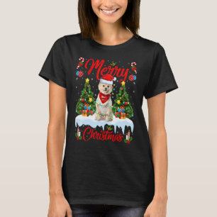 Zwergspitz Hund beleuchtet Weihnachtsbaum Santa Po T-Shirt