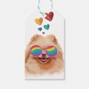 Zwergspitz-Hund mit Herzen Valentinstag Geschenkanhänger