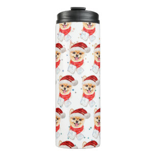 Zwergspitz-Hunderasse Weihnachtssterne Thermosbecher