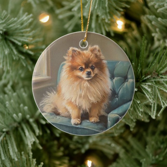 Zwergspitz Keramik Ornament (Baum)