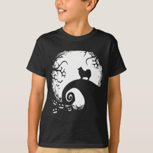 Zwergspitz mit Mond Halloween T-Shirt
