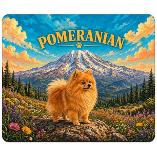 Zwergspitz, Mount Rainier Vintage-Wasserfarbe Mousepad