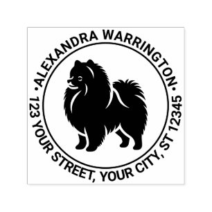 Zwergspitz Pomeranian Stehend Silhouette Name Rück Permastempel
