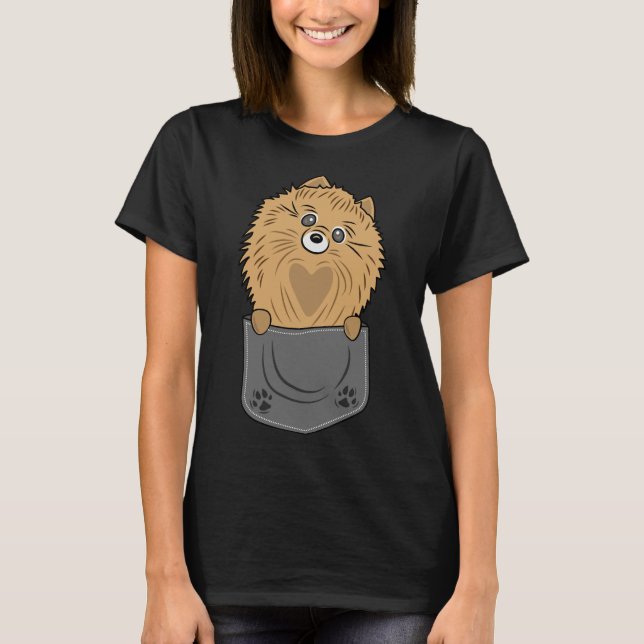 Zwergspitz Spitz Pocket Design Pocket Puppy T-Shirt (Vorderseite)