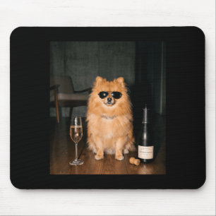 Zwergspitz trinkt Champagner Lustiger Vatertag Mousepad