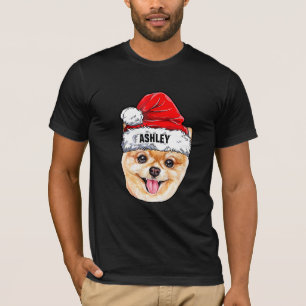 Zwergspitz Weihnachtsmütze Hund Groß T-Shirt