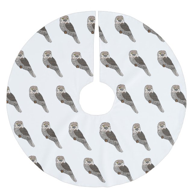 Zwergvogel-Cartoon Polyester Weihnachtsbaumdecke (Vorderseite)