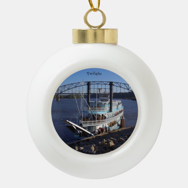 Zwiebelball oder Schneeflocke Keramik Kugel-Ornament (Vorderseite)