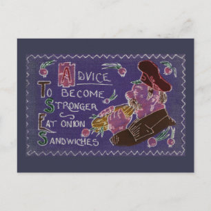 Zwiebelbrote machen gesundes Essen Vintag Postkarte