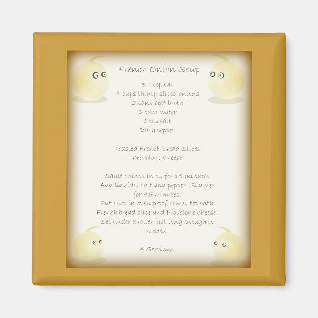 Zwiebelsuppe-Rezept-Magnet Magnet (Vorne)