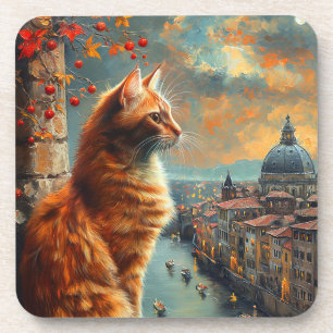 Zwielicht in Venedig Oranges Katzen auf einem Ka Getränkeuntersetzer