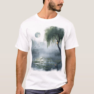 Zwielichtige Marschlandschaft mit schwimmenden Lic T-Shirt