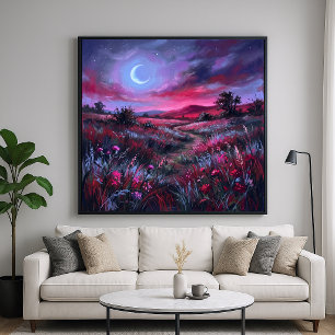 Zwielichtige Mondsichel - Impressionistische Lands Poster