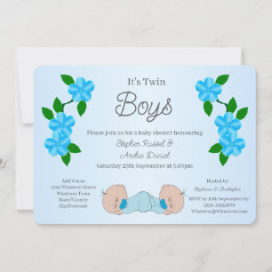 Zwilling Baby Jungen Baby Shower Einladung