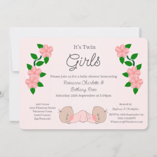 Zwilling Baby Mädchen Baby Shower Einladung
