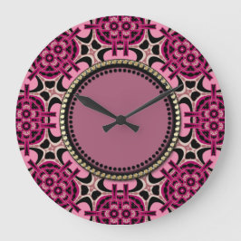 Zwilling beleuchtet Pink-geometrische Große Wanduhr