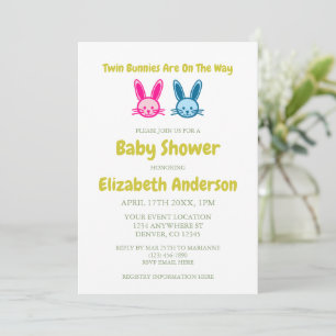 Zwilling-Häschen auf dem Weg Baby Shower Einladung