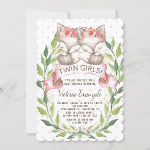 Zwilling Mädchen Baby Fuchs Baby Shower Einladunge Einladung