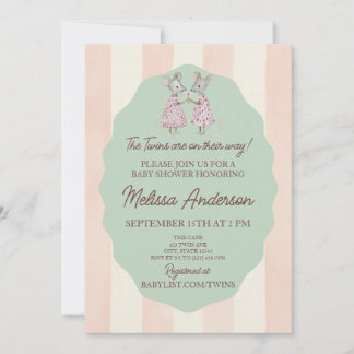 Zwilling Mädchen Baby Shower Einladung