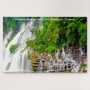 Zwilling Wasserfälle Tennessee.Weihnachtsgrüße Puzzle