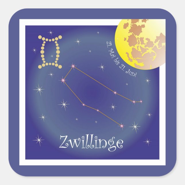 Zwillinge 21. Mai bis 21. Juni Aufkleber (Vorderseite)