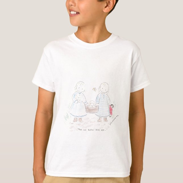 Zwillinge auf einem Picknick T-Shirt (Vorderseite)