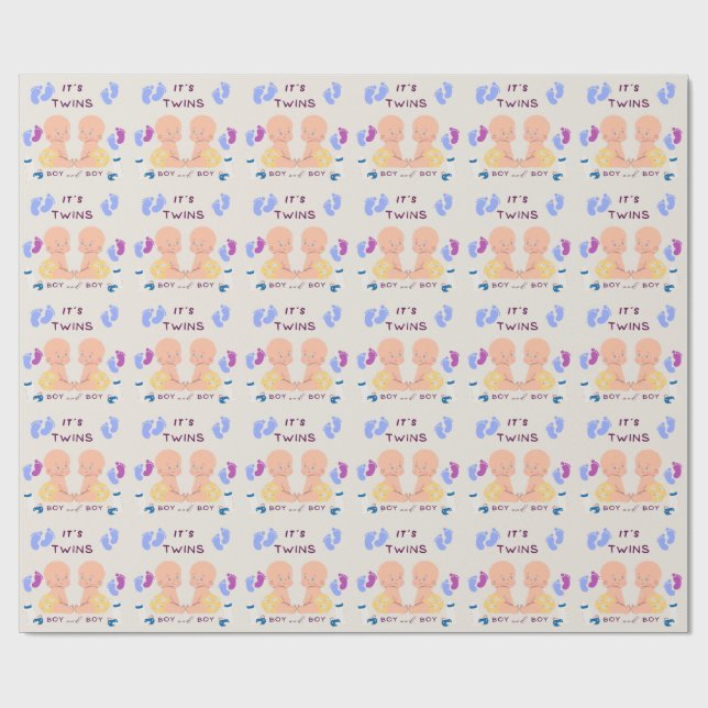 Zwillinge Baby Geschenkpapier (Flach)