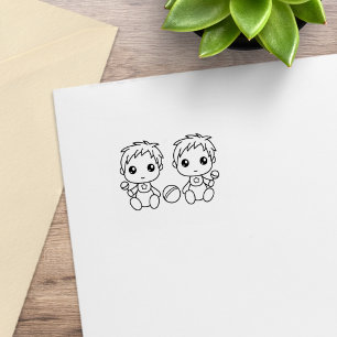 Zwillinge Baby Jungen 1x1 Gummistempel