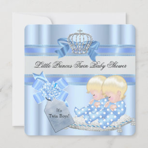 Zwillinge Baby Shower Jungen Blaue Kleiner Prinz K Einladung