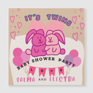 Zwillinge Babyparty  Magnetkarte
