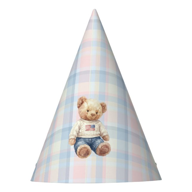 Zwillinge Beary Erster Geburtstag Junge Partyhütchen (Vorderseite)