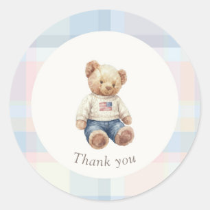 Zwillinge Beary Erster Geburtstag Junge Runder Aufkleber
