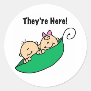 Zwillinge, die hier sind runder aufkleber