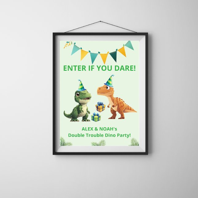 Zwillinge Dinosaurier Geburtstagsposter | Eintrete Poster (Von Creator hochgeladen)