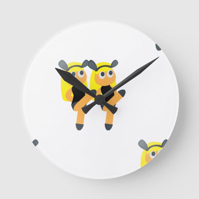 Zwillinge Emoji Runde Wanduhr (Vorderseite)
