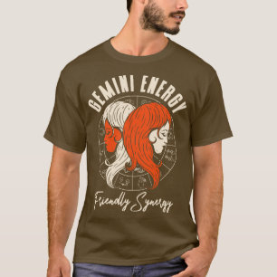 Zwillinge Energie Astrologischer Dinosaurier Freun T-Shirt