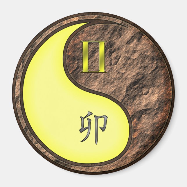 Zwillinge & Erde-Hase Magnet (Vorne)