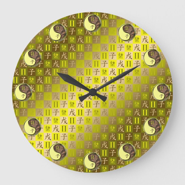 Zwillinge & Erde Ratte Große Wanduhr (Vorderseite)