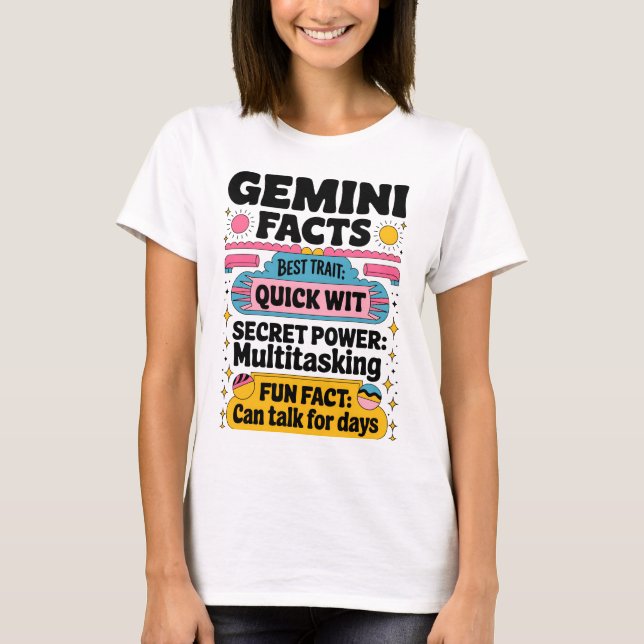 Zwillinge Fakten: Schnelles Wit, Multitasking und  T-Shirt (Vorderseite)