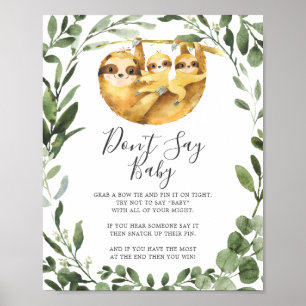 Zwillinge Faultier Baby Shower Sag Nicht Baby Schi Poster