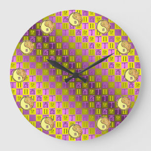 Zwillinge & Feuer Hahn Große Wanduhr