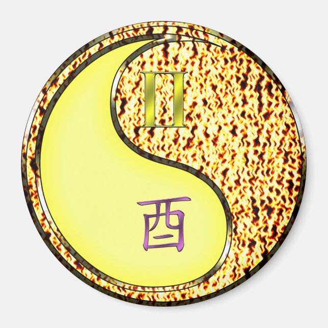 Zwillinge & Feuer Hahn Magnet (Vorne)