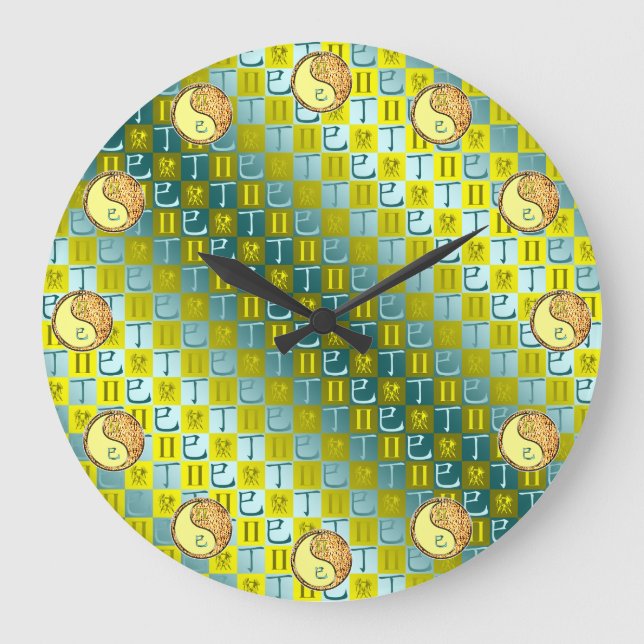 Zwillinge & Feuer-Schlange Große Wanduhr (Vorderseite)