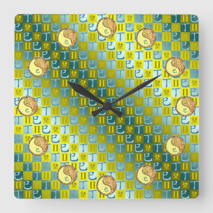 Zwillinge & Feuer Schlange Quadratische Wanduhr