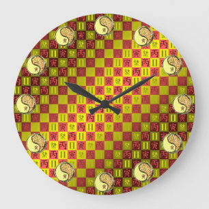 Zwillinge & Feuer Tiger Große Wanduhr