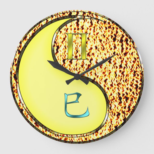 Zwillinge & Feuerschlange Große Wanduhr (Vorderseite)