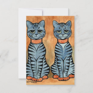 „Zwillinge“ gestreifte Katzen von Louis Wain Dankeskarte